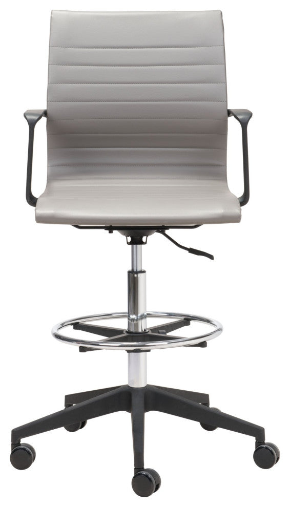 Computer Work Chair, Steel, Gray, Black, Chrome, Home Business Office