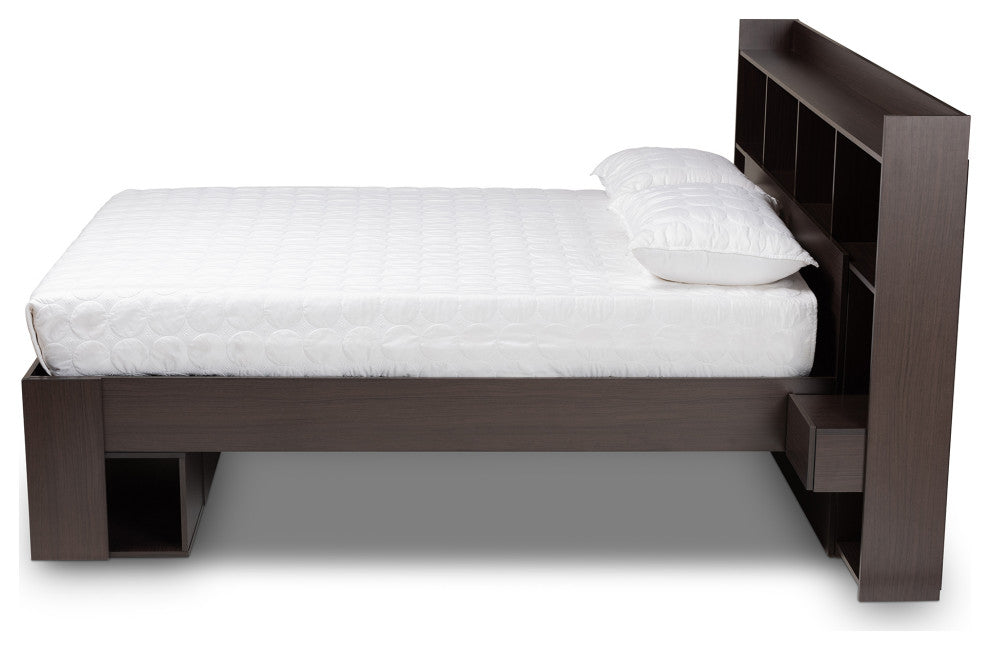 Diesel Modern Dark Brown Platform Storage Bed Queen