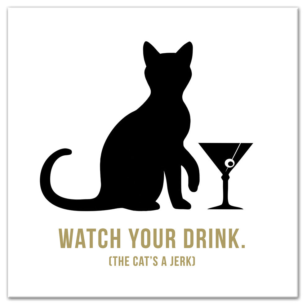 Designs Direct Creative Group Jerk Cat Martini 36x36 Canvas Wall Art