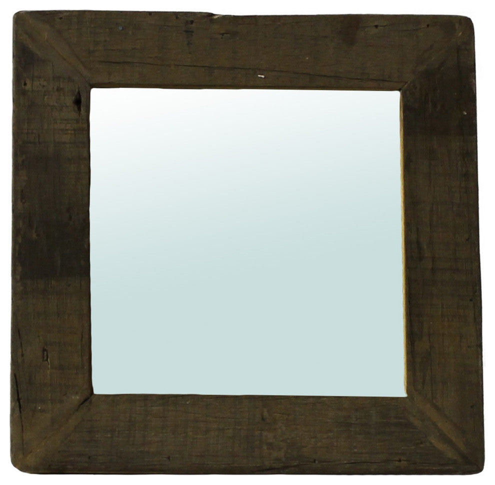 Dark Brown Reclaimed Wood Wall Mirror