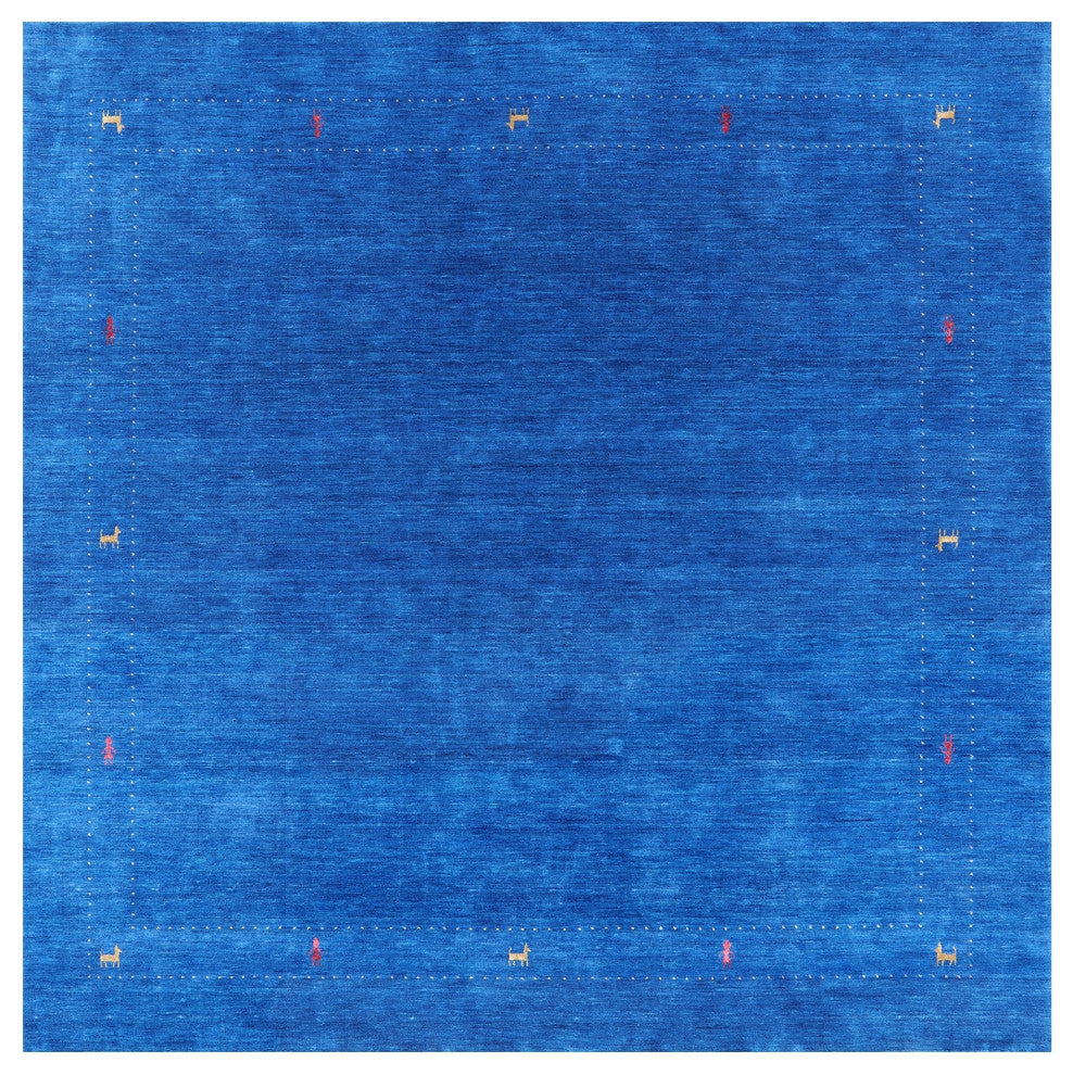 7' Square Hand Knotted Persian Gabbeh Rug Q6988
