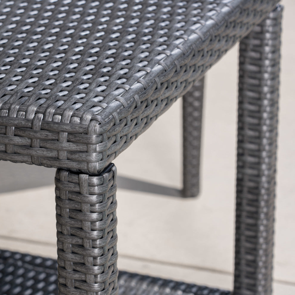 GDF Studio 3-Piece Hogan Outdoor Wicker Chat Set, Gray