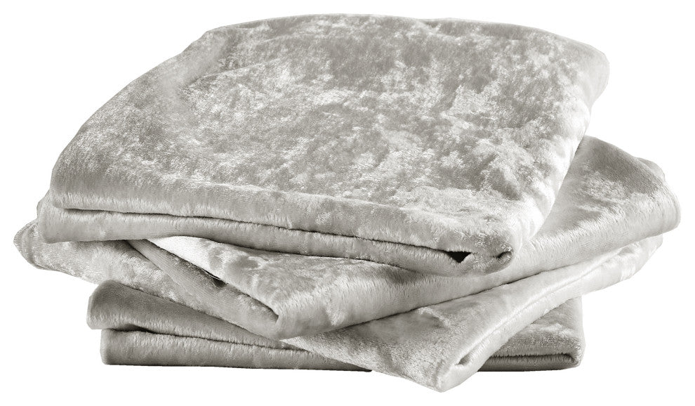 Crushed Velvet Pillow Cover 2 Piece Set, Silver, 26" X 26"