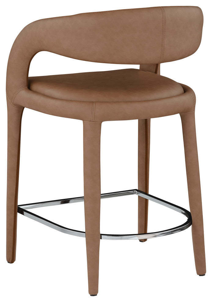 Sylvester Faux Leather Stool, Brown