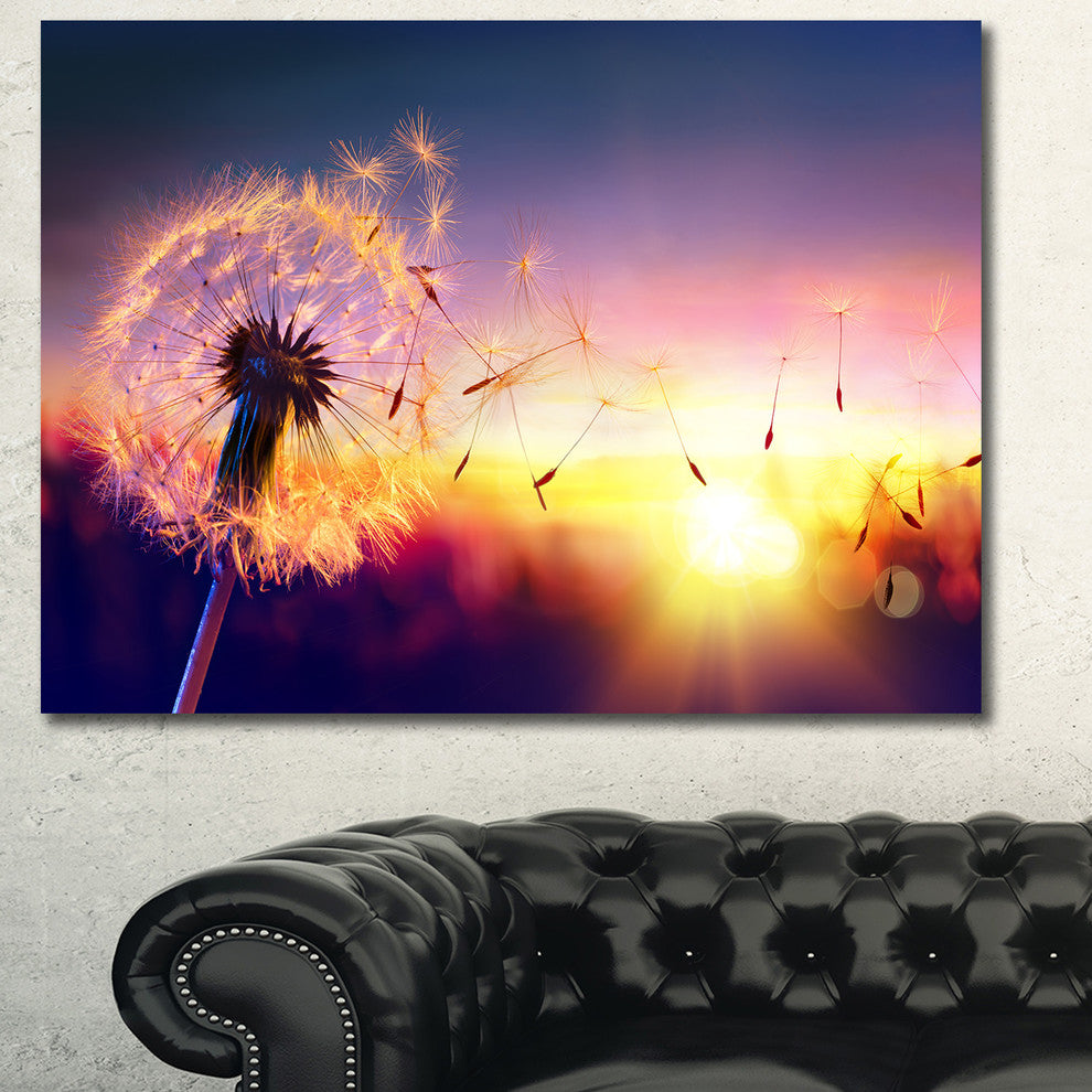 Dandelion at Sunset Freedom to Wish, Oversized Abstract Canvas Art Print, 60x40