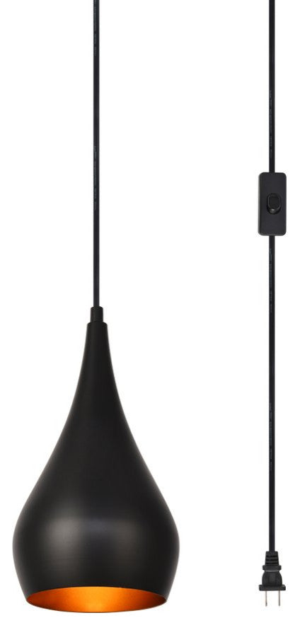 Nina 1-Light Black Plug-In Pendant