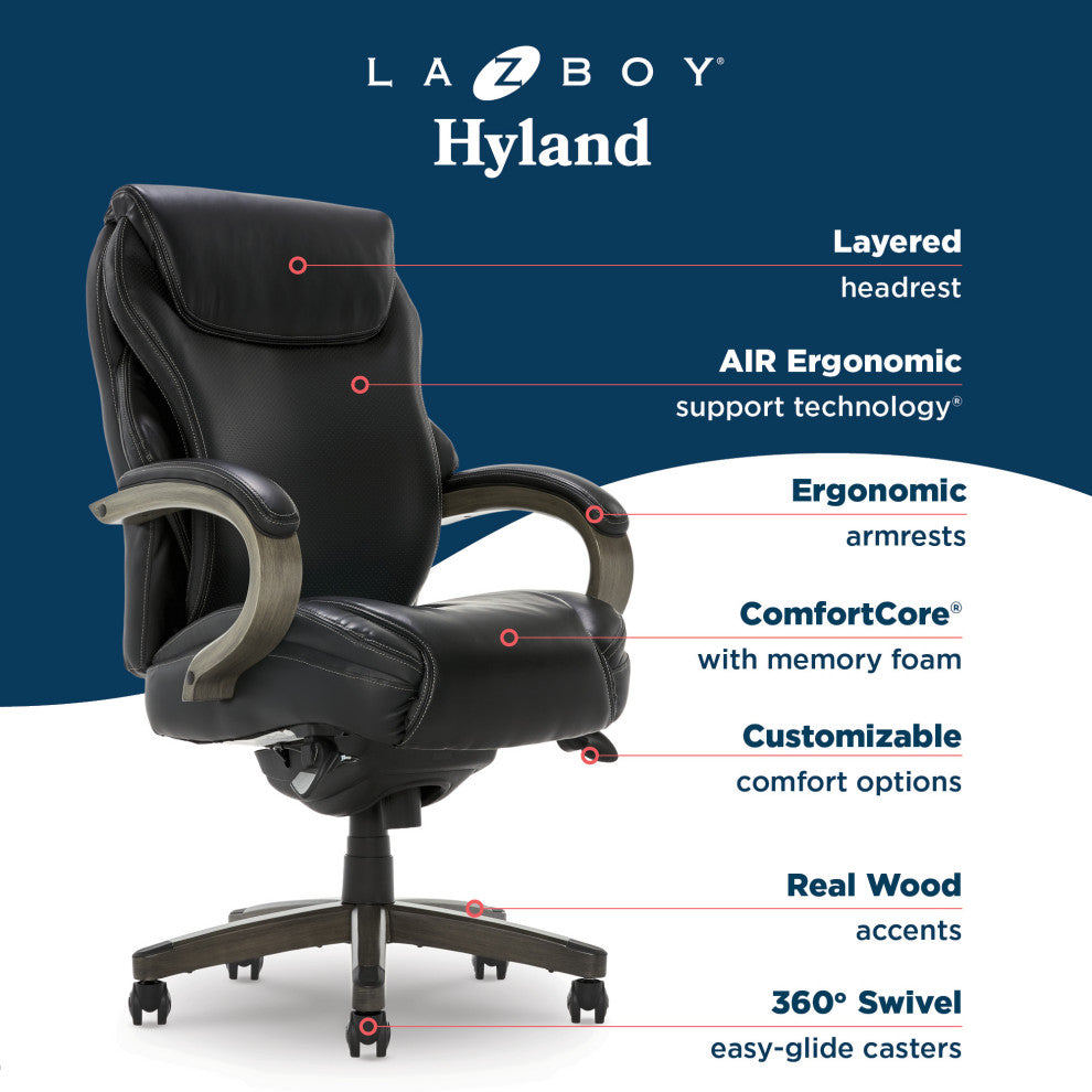 La-Z-Boy Hyland Executive Office Chair with AIR Lumbar Technology Black