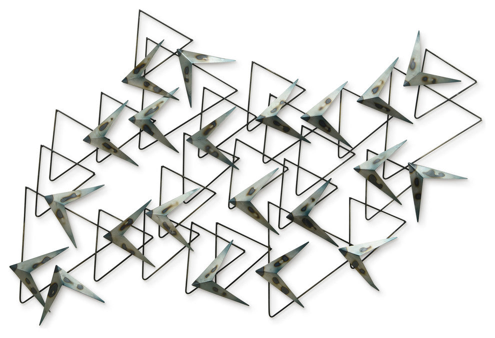 "Arrows" Hand Painted Etched Metal Wall Sculpture