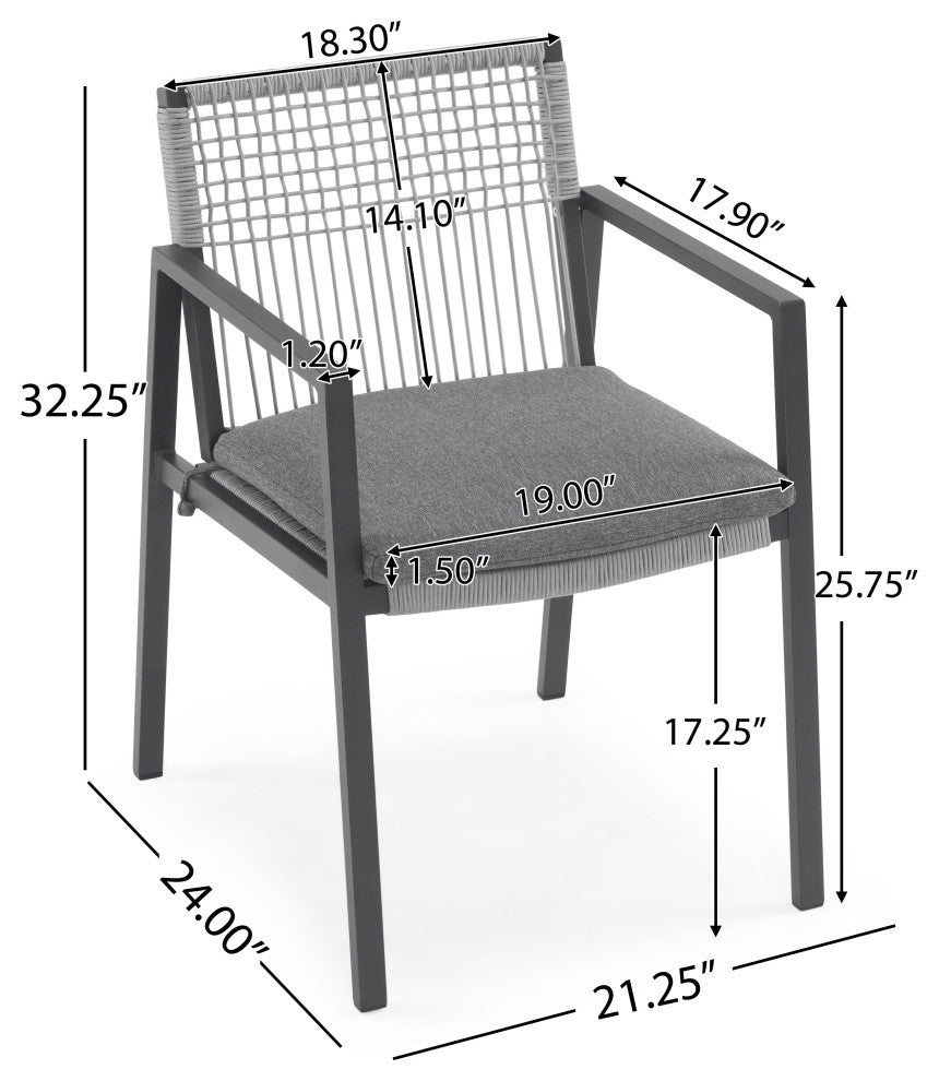 GDF Studio 7-Piece Outdoor Dining Set With Chairs & Table, Gray/Black/Silver