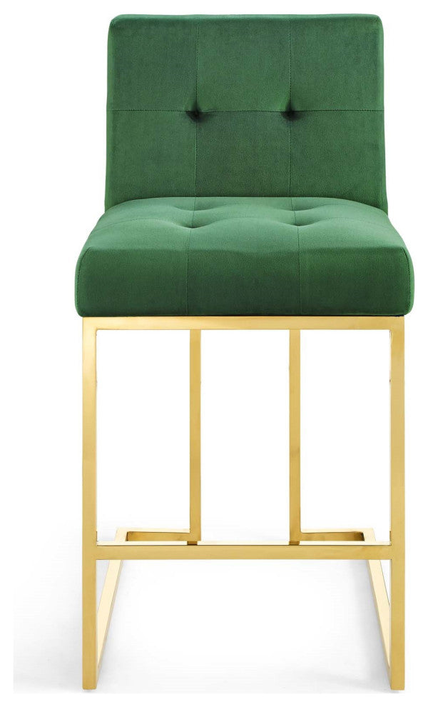 Green Velvet Counter Stool, Heidi Giselle Gold Counter Stool, Glam Tufted Stool