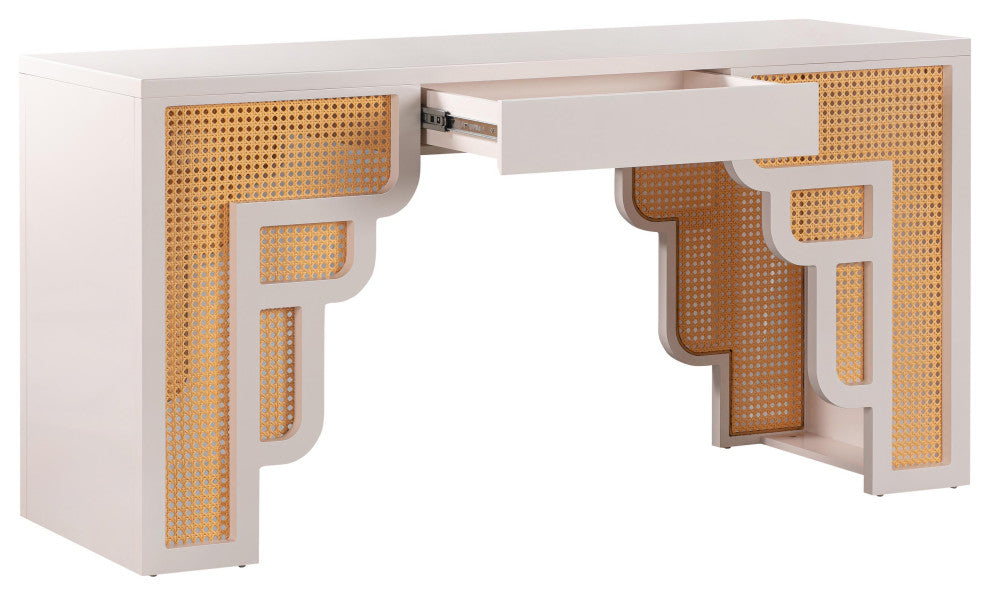 Suzie Rattan Executive Desk, Cream