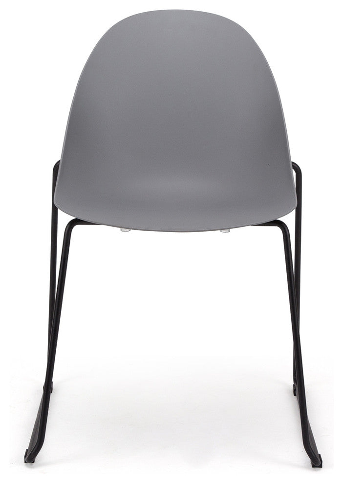 Seline Series Modern Accent Dining Chair with Black Steel Metal Legs, Gray
