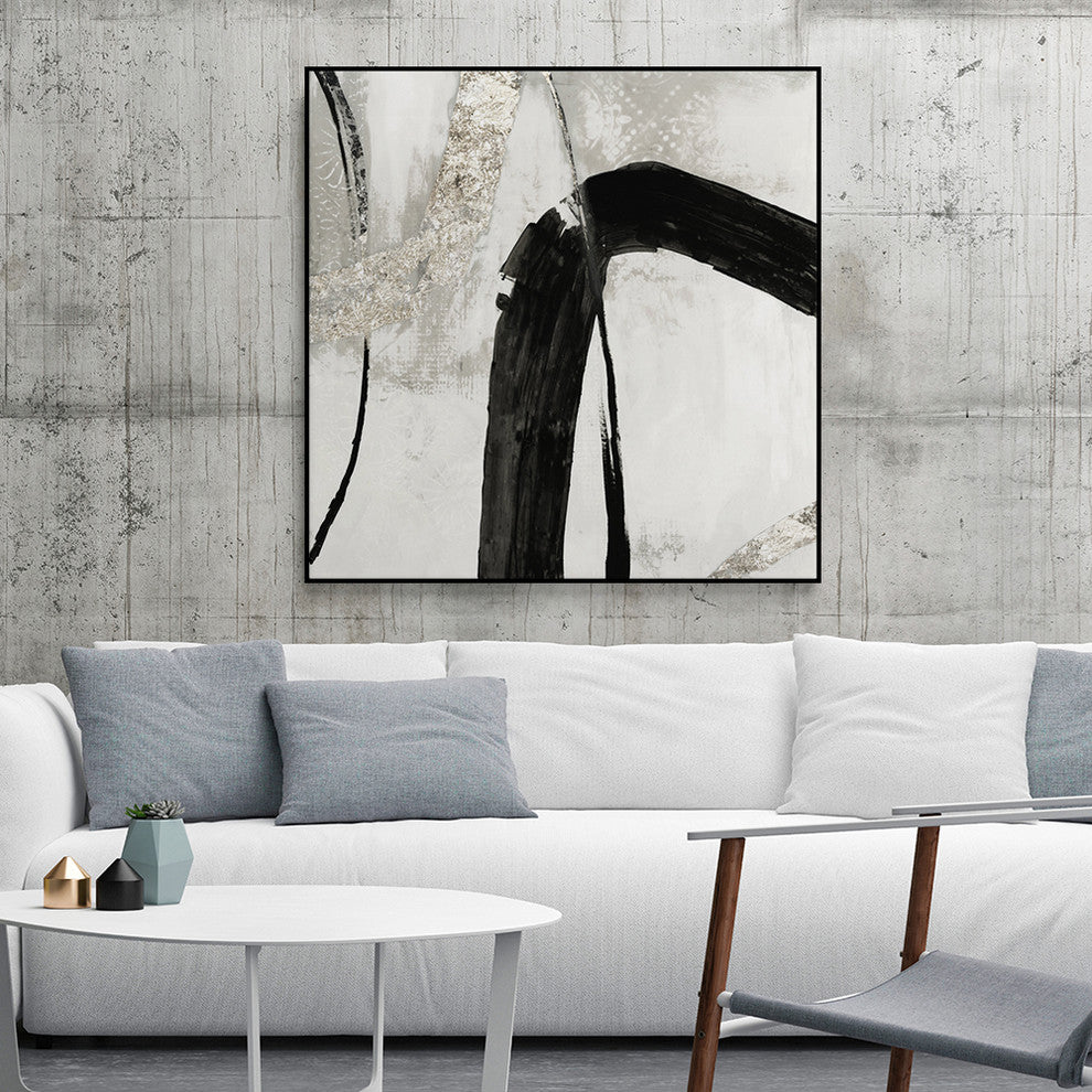 "Black Ink II" Art block Framed Canvas, 20"x20"
