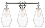 Cindyrella 3-Light 25" Bath Vanity Light, Polished Nickel, Clear Shade