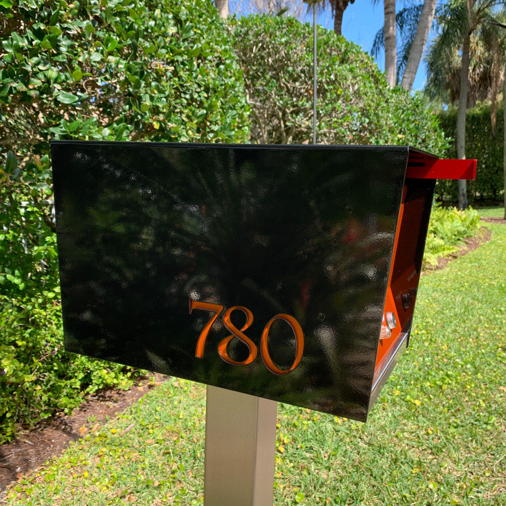 UpTown Box with Locking doors. Modern Pole Mounted Mailbox, Pole not included.,