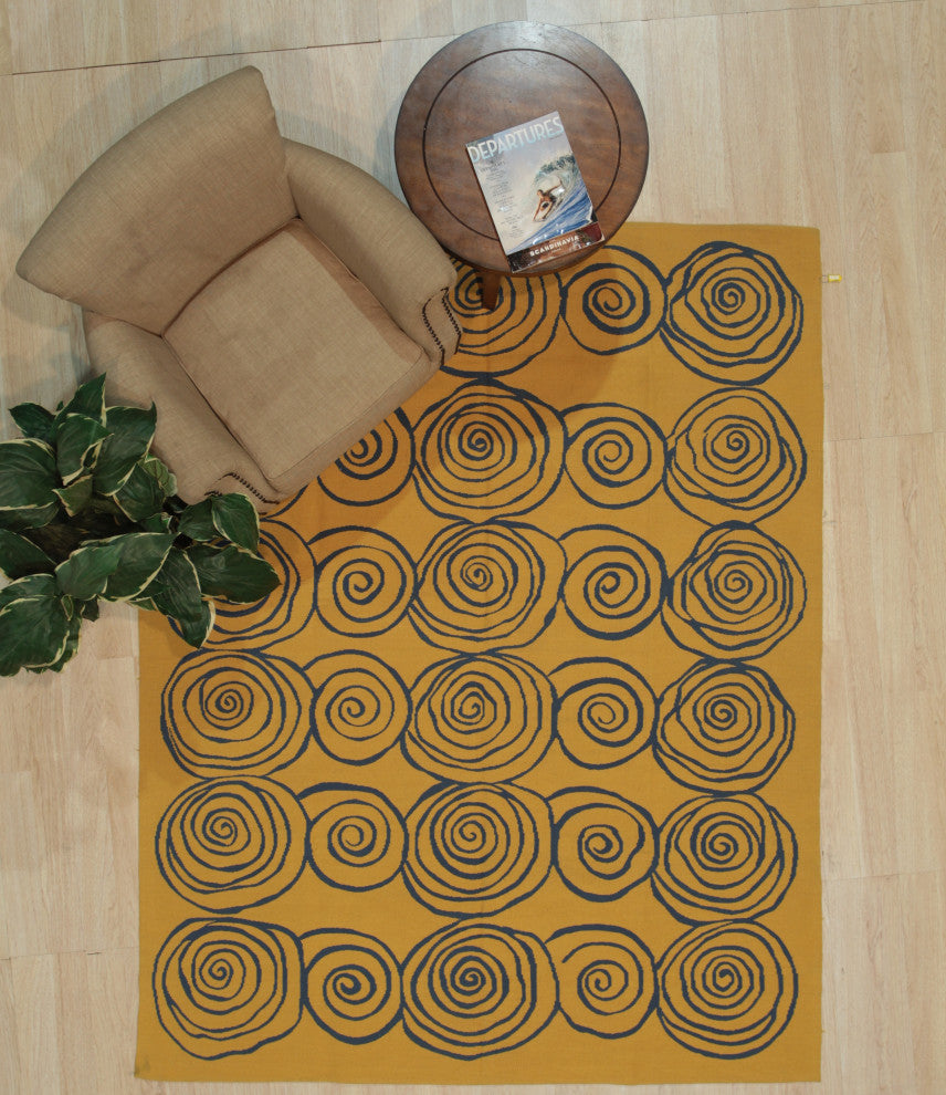 Yellow Contemporary Modern Modern Flat Weave Area Rug
