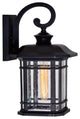 1 Light Tall Outdoor Wall Lantern, Black With Water Glass, 17.00