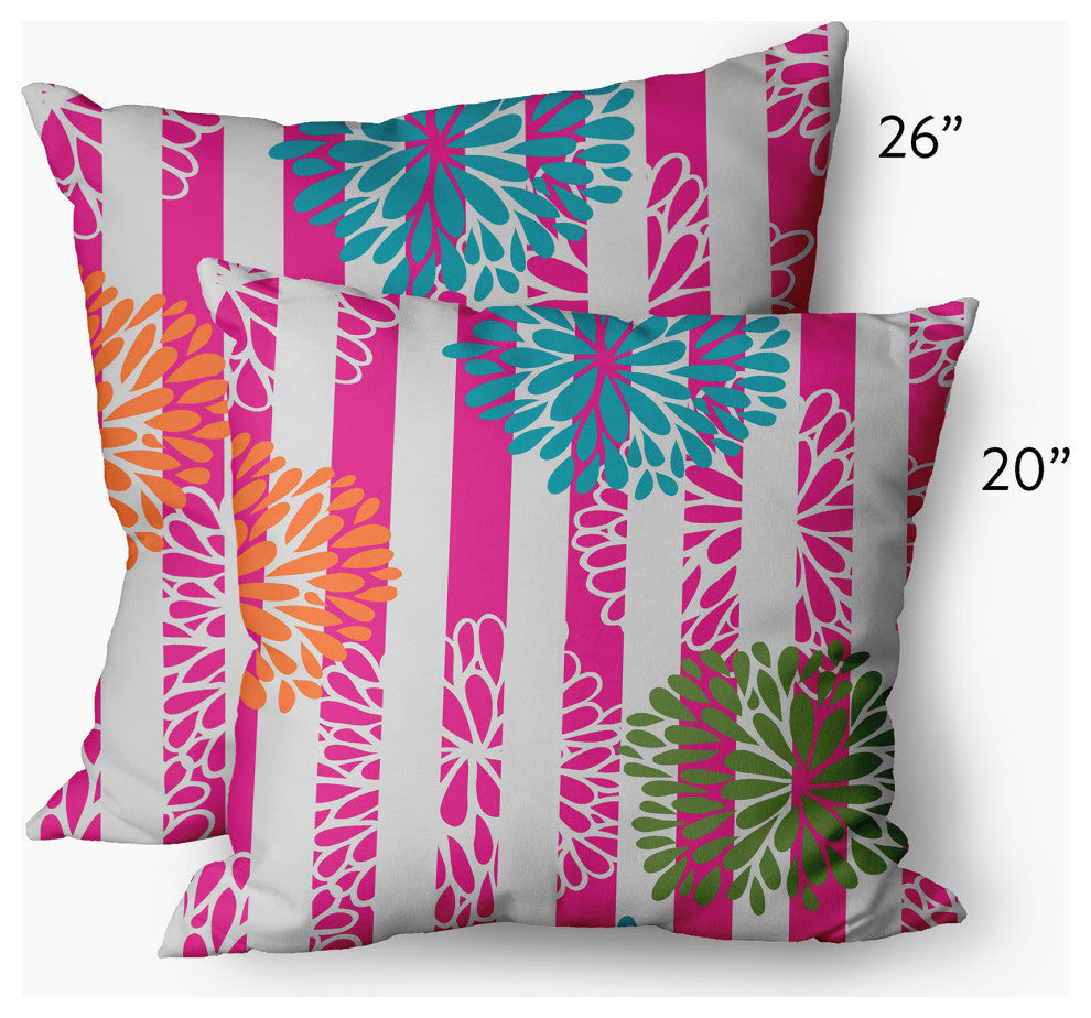 Flower Bursts Decorative Throw Pillow, Orange, 26"x26"