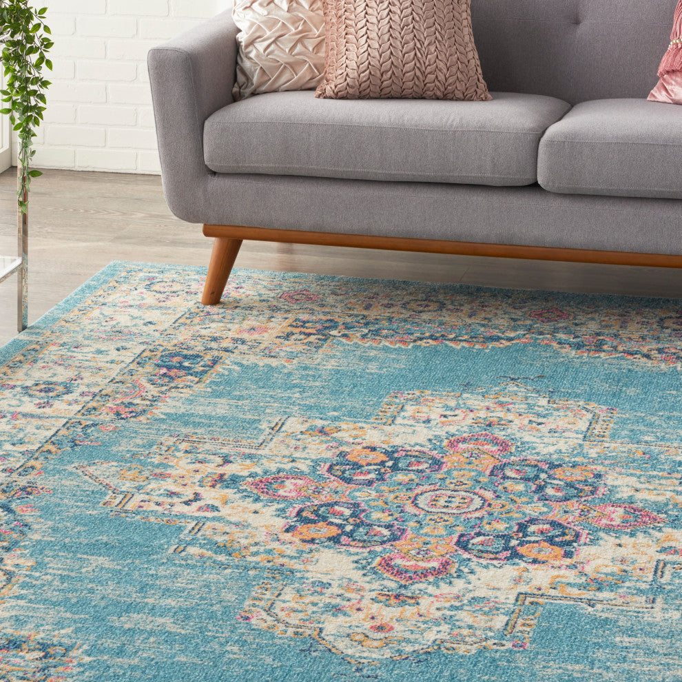 Nourison Passion 9' x 12' Light Blue Bohemian Indoor Area Rug