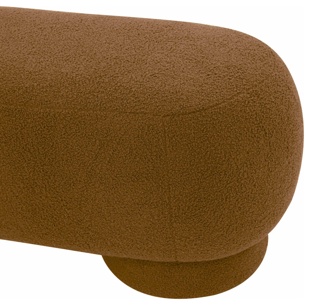 Mara Cinnamon Brown Vegan Shearling Ottoman