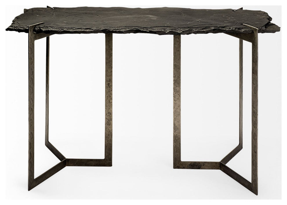 20" Brown Solid Wood 4 Legs Console Table
