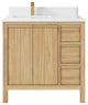 Elizabeth 36 Left Offset Bath Vanity in Light Natural Teak 1.5" White Quartz