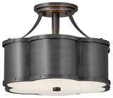 Hinkley Chance Medium Semi-Flush Mount, Blackened Brass