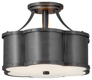 Hinkley Chance Medium Semi-Flush Mount, Blackened Brass