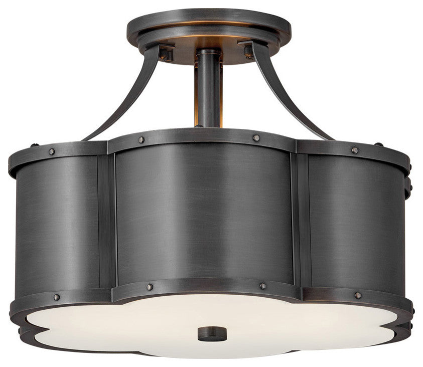 Hinkley Chance Medium Semi-Flush Mount, Blackened Brass