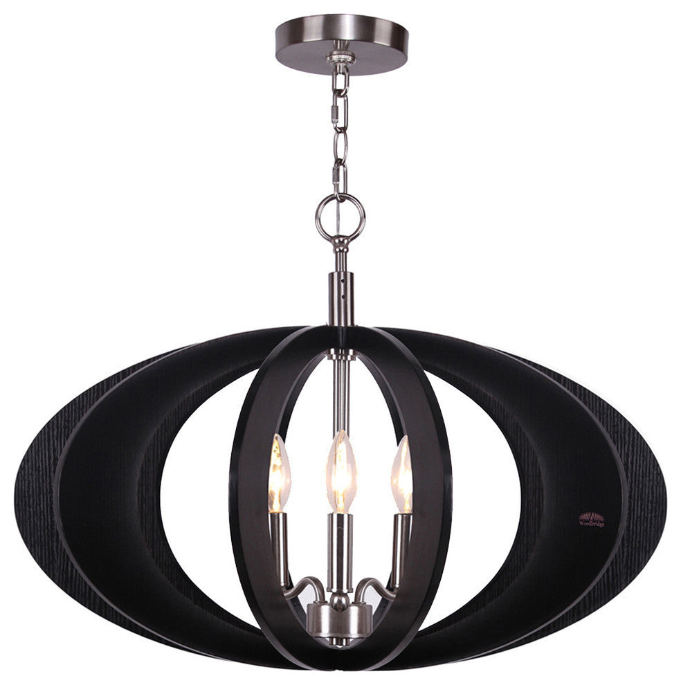 Woodbridge Lighting Fins Aquatech 3-light Wood Foyer Pendant in Black/Nickel
