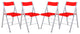 LeisureMod Menno Modern Acrylic Folding Chair, Set of 4 Red