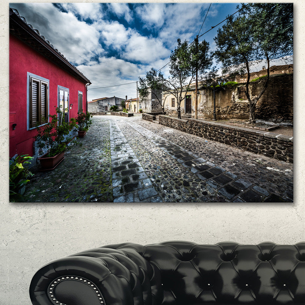 Beautiful Milis Street Sardinia, Landscape Canvas Art Print, 60"x28"