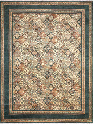 Turkish-Knotted Kulimjan Light Green/Ivory Rug, 10'1x13'2"