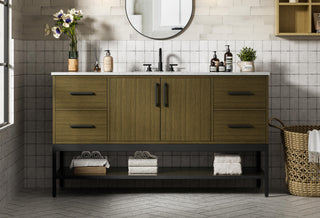 Home Living 60" Single Bathroom Vanity, Chestnut Brown