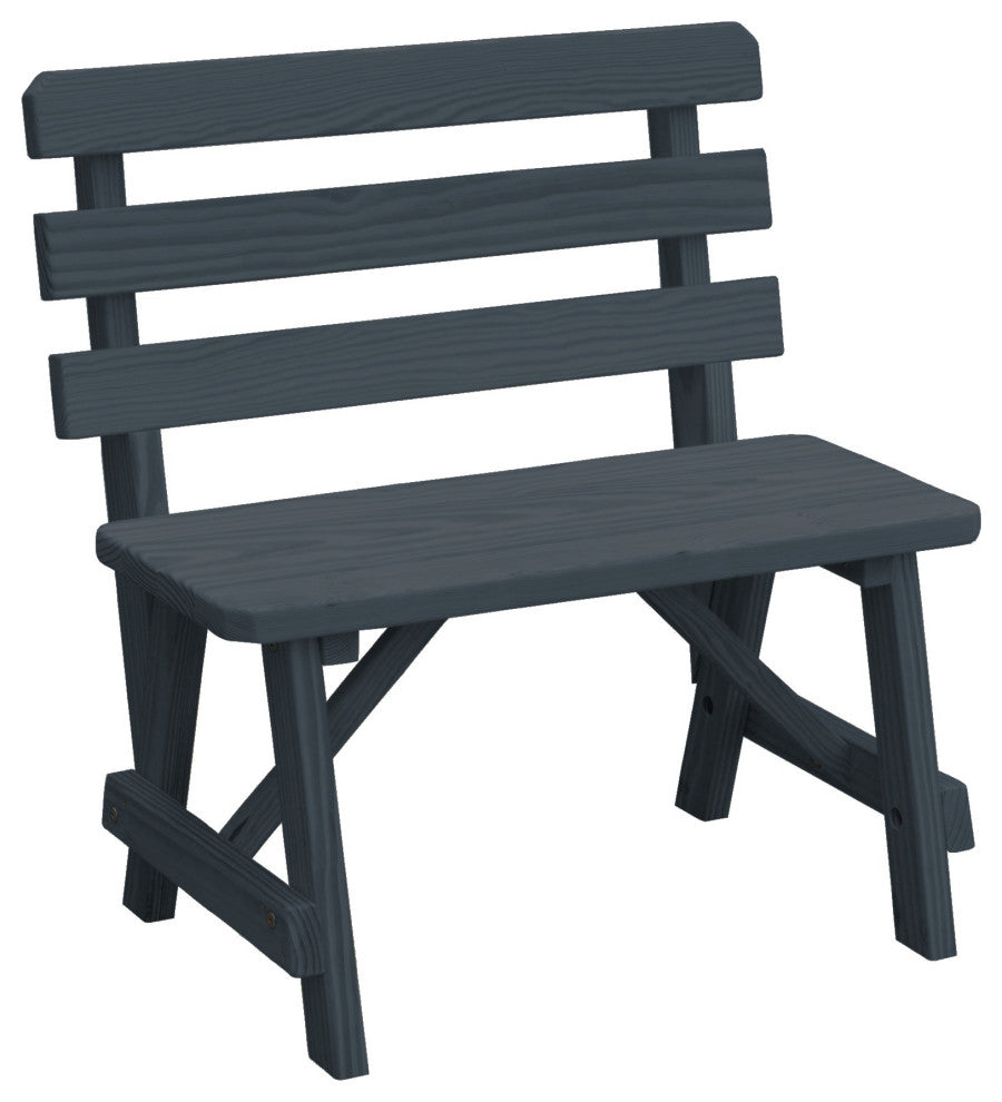 Traditional Cedar Backed Bench, Charcoal Stain, 3 Foot