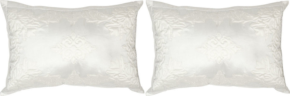 Quilted Medallion Pillows, Set of 2, White, Down Feather Filler
