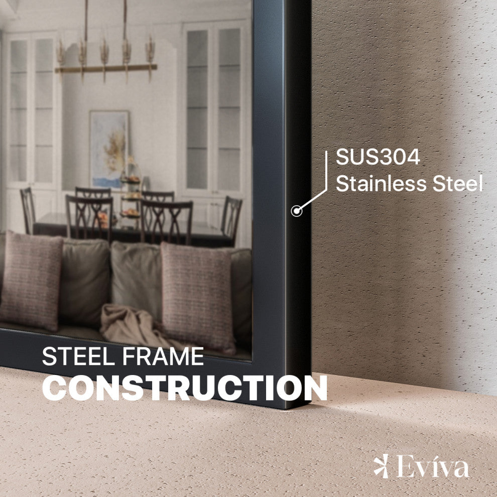 Eviva Black 48" x 30" Rectangular Black Metal Framed Mirror