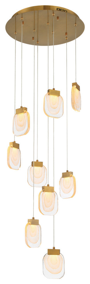 Contemporary Chandelier, Gold