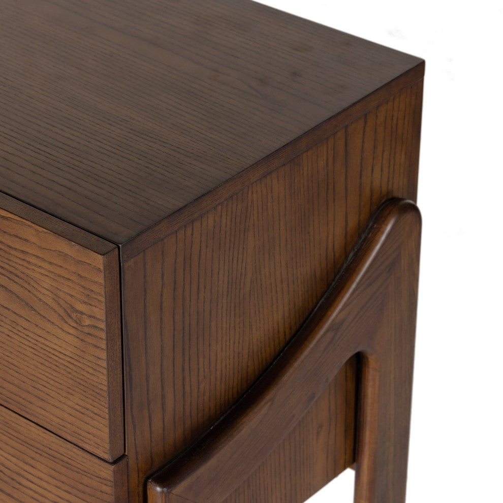 Halston Nightstand Terra Brown Ash, Heirloom Black, Terra Brown Ash Veneer