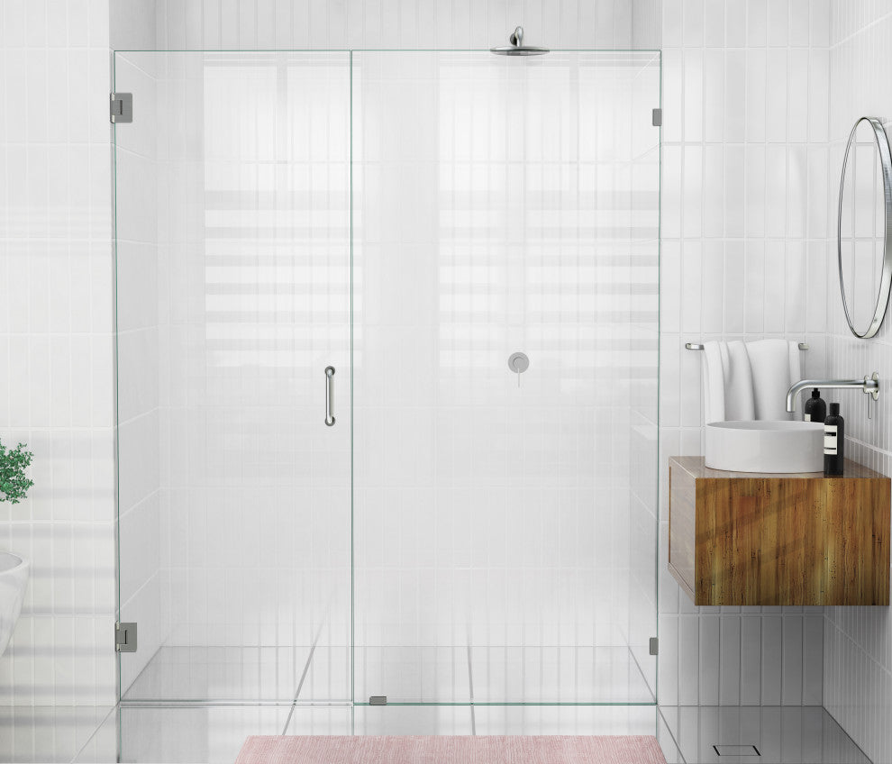 78"x71" Frameless Shower Door Wall Hinge, Brushed Nickel