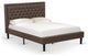 Platform Queen Bed Frame Brown Upholestered Bed Headboard, Black Legs