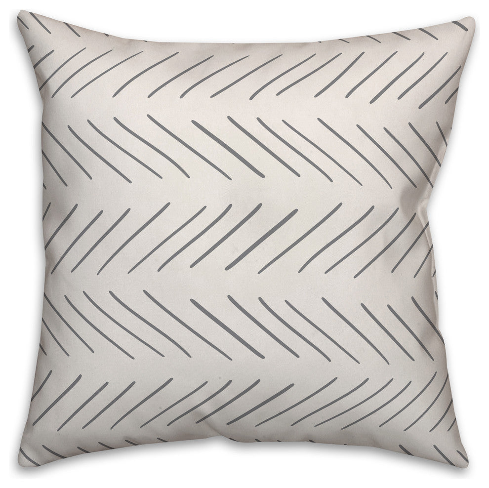 Gray and White Modern Chevron 16x16 Throw Pillow Cover