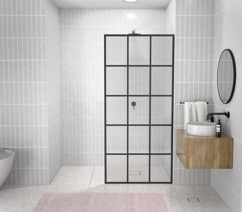 Glass Warehouse 78"x36" French Monture Noir Single Fixed Panel