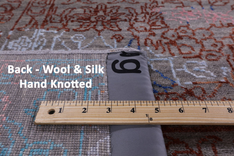 9' 0" X 12' 0" Modern Wool and Silk Handmade Rug Q7054