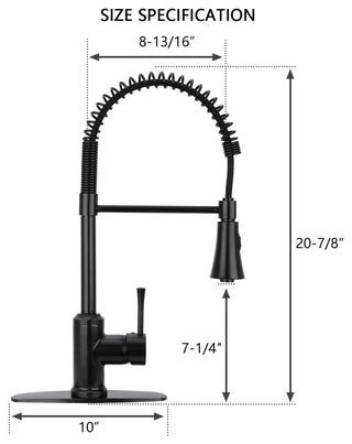 Copper Pre-Rinse Spring Kitchen Faucet with Pull Down Sprayer, Matte Black