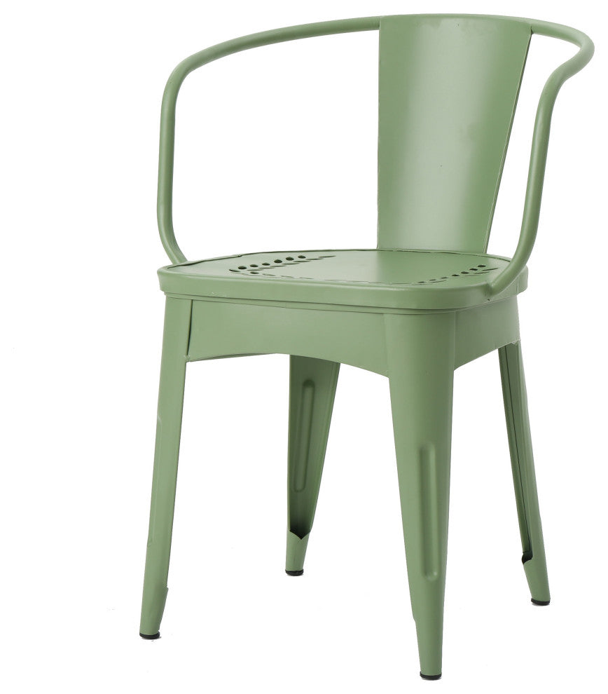 GDF Studio 3-Piece Leona Outdoor Paint Finished Iron Bistro Set, Matte Green