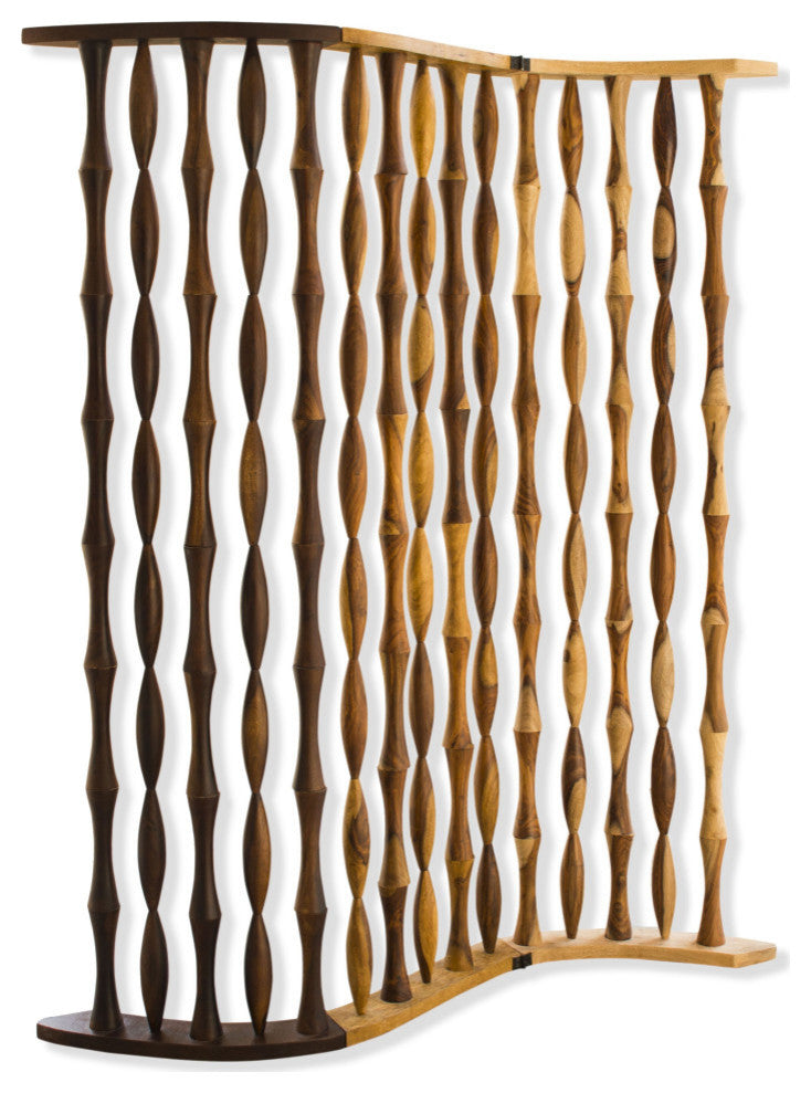 74" Natural Solid Wood Three Panel Screen Room Divider