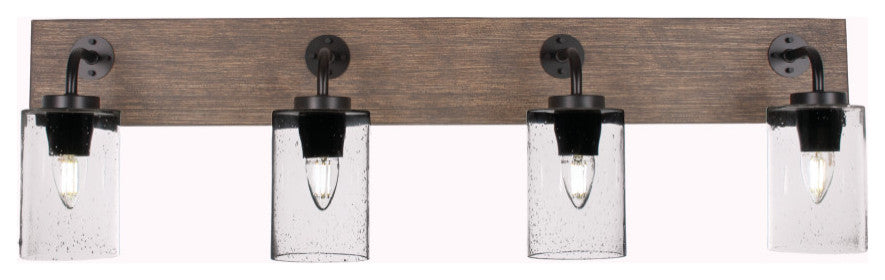 Oxbridge Bath Bar, Matte Black & Painted Distressed Metal, 6.25" Clear Bubble