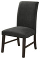 Benzara Wooden Side Chair with Fabric Upholstery,Set of 2, Dark Gray and Brown