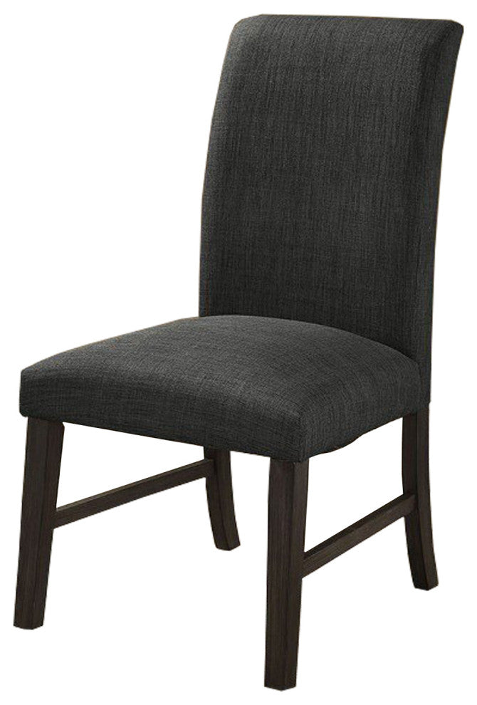 Benzara Wooden Side Chair with Fabric Upholstery,Set of 2, Dark Gray and Brown
